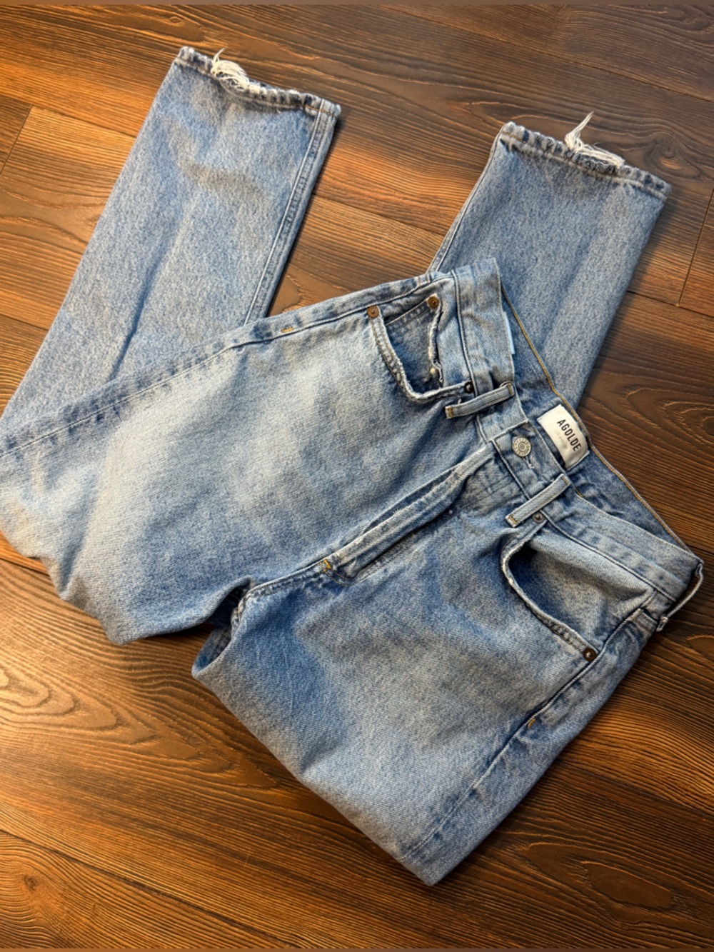 Agolde Five Button High-Rise Straight Slightly Distressed Jeans Size 25